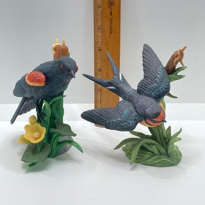 LOT 42K: Red Winged Black Bird and Barn Swallow Lenox Fine Porcelain Bird Figurines