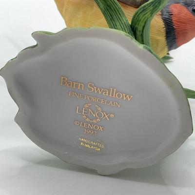 LOT 42K: Red Winged Black Bird and Barn Swallow Lenox Fine Porcelain Bird Figurines