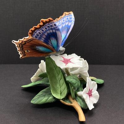 LOT 43K: Lenox Fine Porcelain Monarch and Blue Temora Butterfly and Flower