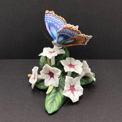 LOT 43K: Lenox Fine Porcelain Monarch and Blue Temora Butterfly and Flower