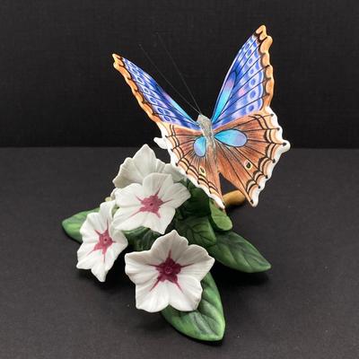LOT 43K: Lenox Fine Porcelain Monarch and Blue Temora Butterfly and Flower