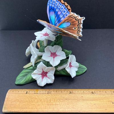LOT 43K: Lenox Fine Porcelain Monarch and Blue Temora Butterfly and Flower