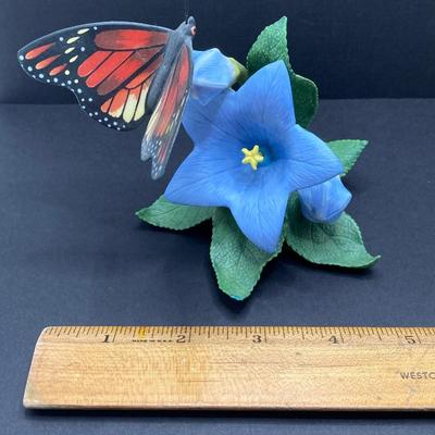 LOT 43K: Lenox Fine Porcelain Monarch and Blue Temora Butterfly and Flower