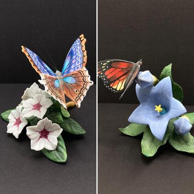 LOT 43K: Lenox Fine Porcelain Monarch and Blue Temora Butterfly and Flower