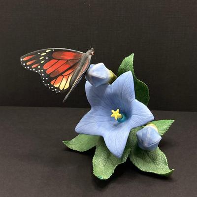 LOT 43K: Lenox Fine Porcelain Monarch and Blue Temora Butterfly and Flower