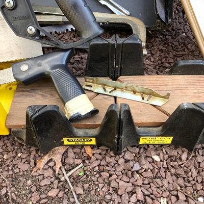 LOT 47G: Black & Decker 400 Workmate Work Bench, Miter Boxes and Assorted Hand Saws