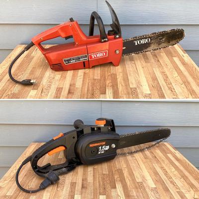 LOT 54G: Pair of Electric Chain Saws - Toro Model # 51100 and Remington Model MOD150 with Chainsaw Files