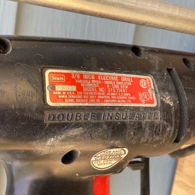 LOT 55G: Craftsman Electric Drill Model # 315.11441, Sear, Roebuck & Co 3/8" Drill, Drill Guide and Skil Auto Scroll Jig Saw 4355