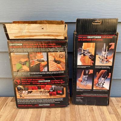 LOT 55G: Craftsman Electric Drill Model # 315.11441, Sear, Roebuck & Co 3/8" Drill, Drill Guide and Skil Auto Scroll Jig Saw 4355