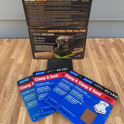 LOT 56G: Vintage Craftsman Router Model # 315.25021 in Wooden Box and Craftsman Finishing Sander Model # 315.277010 and More