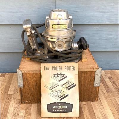 LOT 56G: Vintage Craftsman Router Model # 315.25021 in Wooden Box and Craftsman Finishing Sander Model # 315.277010 and More