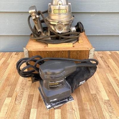 LOT 56G: Vintage Craftsman Router Model # 315.25021 in Wooden Box and Craftsman Finishing Sander Model # 315.277010 and More