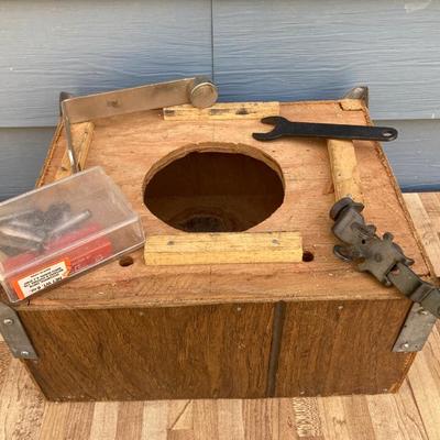 LOT 56G: Vintage Craftsman Router Model # 315.25021 in Wooden Box and Craftsman Finishing Sander Model # 315.277010 and More