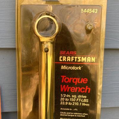 LOT 58G: Automobile Tool Collection - Craftsman Torque Wrench, Jumper / Booster Cables, 14" Lug Wrench, Box of Lugs and Fluid Siphon...