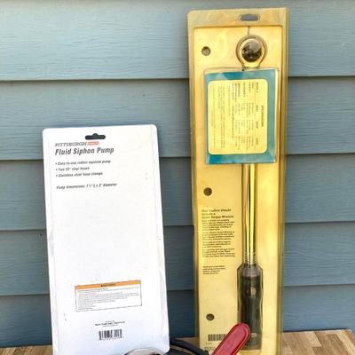 LOT 58G: Automobile Tool Collection - Craftsman Torque Wrench, Jumper / Booster Cables, 14" Lug Wrench, Box of Lugs and Fluid Siphon...