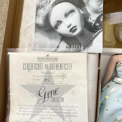LOT 63L: Ashton-Drake Galleries Mel Odom Gene "Breathless" Doll w/ COA & Box (842)