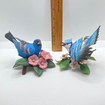LOT 77K: Blue Grosbeak and Blue Jay Lenox Fine Porcelain Bird Figurines