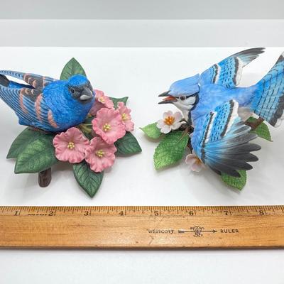 LOT 77K: Blue Grosbeak and Blue Jay Lenox Fine Porcelain Bird Figurines