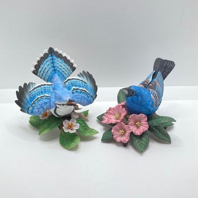 LOT 77K: Blue Grosbeak and Blue Jay Lenox Fine Porcelain Bird Figurines