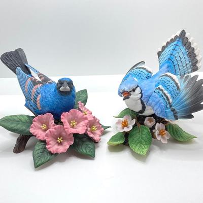 LOT 77K: Blue Grosbeak and Blue Jay Lenox Fine Porcelain Bird Figurines