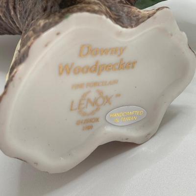 LOT 78K: Collection of Lenox Fine Porcelain Bird Figurines - Red-headed Woodpecker, Downy Woodpecker and Rose-breasted Grosbeak