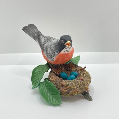 LOT 79K: American Robin, Rufous-sided Towhee and Chestnut-backed Chickadee Lenox Fine Porcelain Bird Figurine Collection