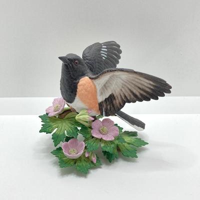 LOT 79K: American Robin, Rufous-sided Towhee and Chestnut-backed Chickadee Lenox Fine Porcelain Bird Figurine Collection