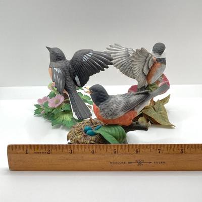 LOT 79K: American Robin, Rufous-sided Towhee and Chestnut-backed Chickadee Lenox Fine Porcelain Bird Figurine Collection