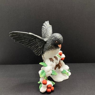 LOT 80K: Collection of Lenox Fine Porcelain Bird Figurines - Chickadee, Dark-eyed Junco and Female Black-Capped Chickadee
