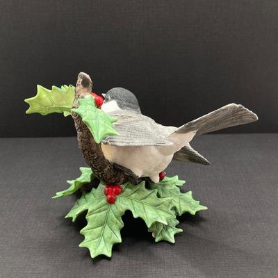 LOT 80K: Collection of Lenox Fine Porcelain Bird Figurines - Chickadee, Dark-eyed Junco and Female Black-Capped Chickadee