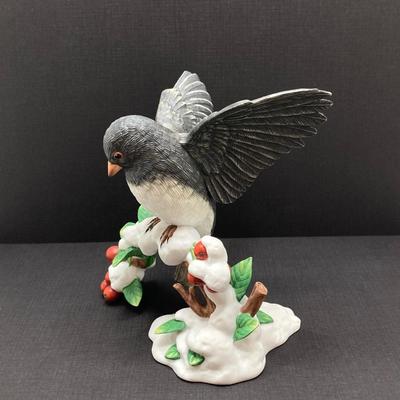 LOT 80K: Collection of Lenox Fine Porcelain Bird Figurines - Chickadee, Dark-eyed Junco and Female Black-Capped Chickadee
