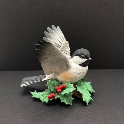 LOT 80K: Collection of Lenox Fine Porcelain Bird Figurines - Chickadee, Dark-eyed Junco and Female Black-Capped Chickadee