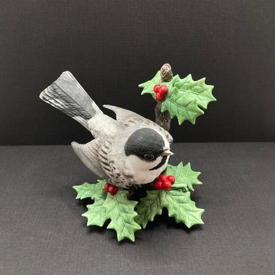 LOT 80K: Collection of Lenox Fine Porcelain Bird Figurines - Chickadee, Dark-eyed Junco and Female Black-Capped Chickadee