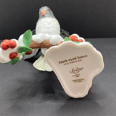 LOT 80K: Collection of Lenox Fine Porcelain Bird Figurines - Chickadee, Dark-eyed Junco and Female Black-Capped Chickadee