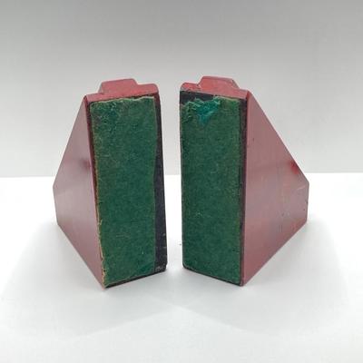 LOT 83K: Pair of Cherry Stone / Onyx Carved Book Ends