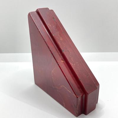 LOT 83K: Pair of Cherry Stone / Onyx Carved Book Ends
