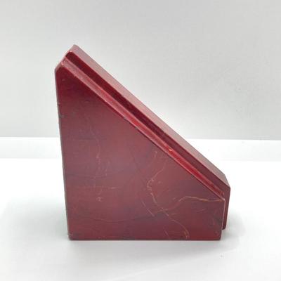 LOT 83K: Pair of Cherry Stone / Onyx Carved Book Ends