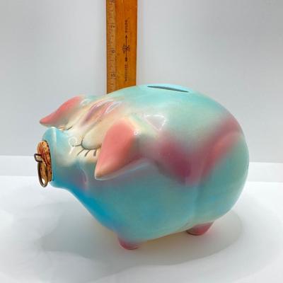 LOT 84K: Vintage Hull Pottery Corky Pig with Cork Nose Piggy Bank