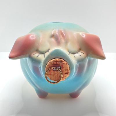 LOT 84K: Vintage Hull Pottery Corky Pig with Cork Nose Piggy Bank