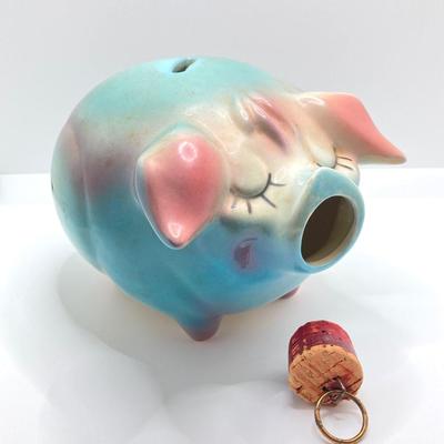 LOT 84K: Vintage Hull Pottery Corky Pig with Cork Nose Piggy Bank