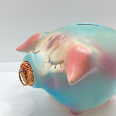 LOT 84K: Vintage Hull Pottery Corky Pig with Cork Nose Piggy Bank