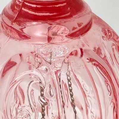LOT 88K: Collection of Pink Glass - Three Fenton Art Glass Bells, Ribbon Top Basket and Bowl