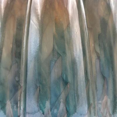 LOT 106K: White Glass Pumpkin with Golden Glitter & Teal, Multi Colored Pumpkin