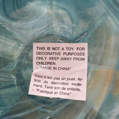 LOT 106K: White Glass Pumpkin with Golden Glitter & Teal, Multi Colored Pumpkin