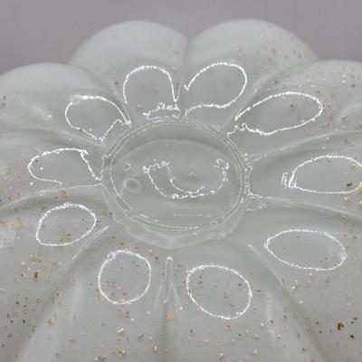 LOT 106K: White Glass Pumpkin with Golden Glitter & Teal, Multi Colored Pumpkin