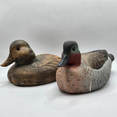 LOT 109K: Lucky Ducks!/ Two Carved Ducks, One With Makers Name & Date