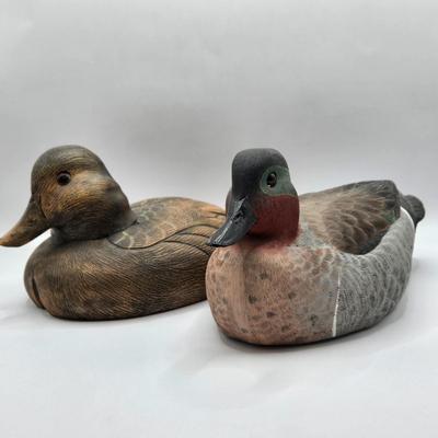 LOT 109K: Lucky Ducks!/ Two Carved Ducks, One With Makers Name & Date