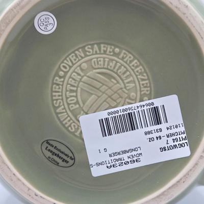 LOT 110K: Longaberger Pottery Crock, Pitcher, & Butter Dish