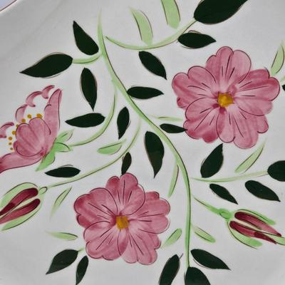 LOT 112K: Stangl Pottery Wild Rose Serving Platter, Divided Serving Bowl, & Two Cracker/ Cheese Trays