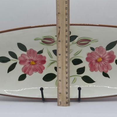 LOT 112K: Stangl Pottery Wild Rose Serving Platter, Divided Serving Bowl, & Two Cracker/ Cheese Trays